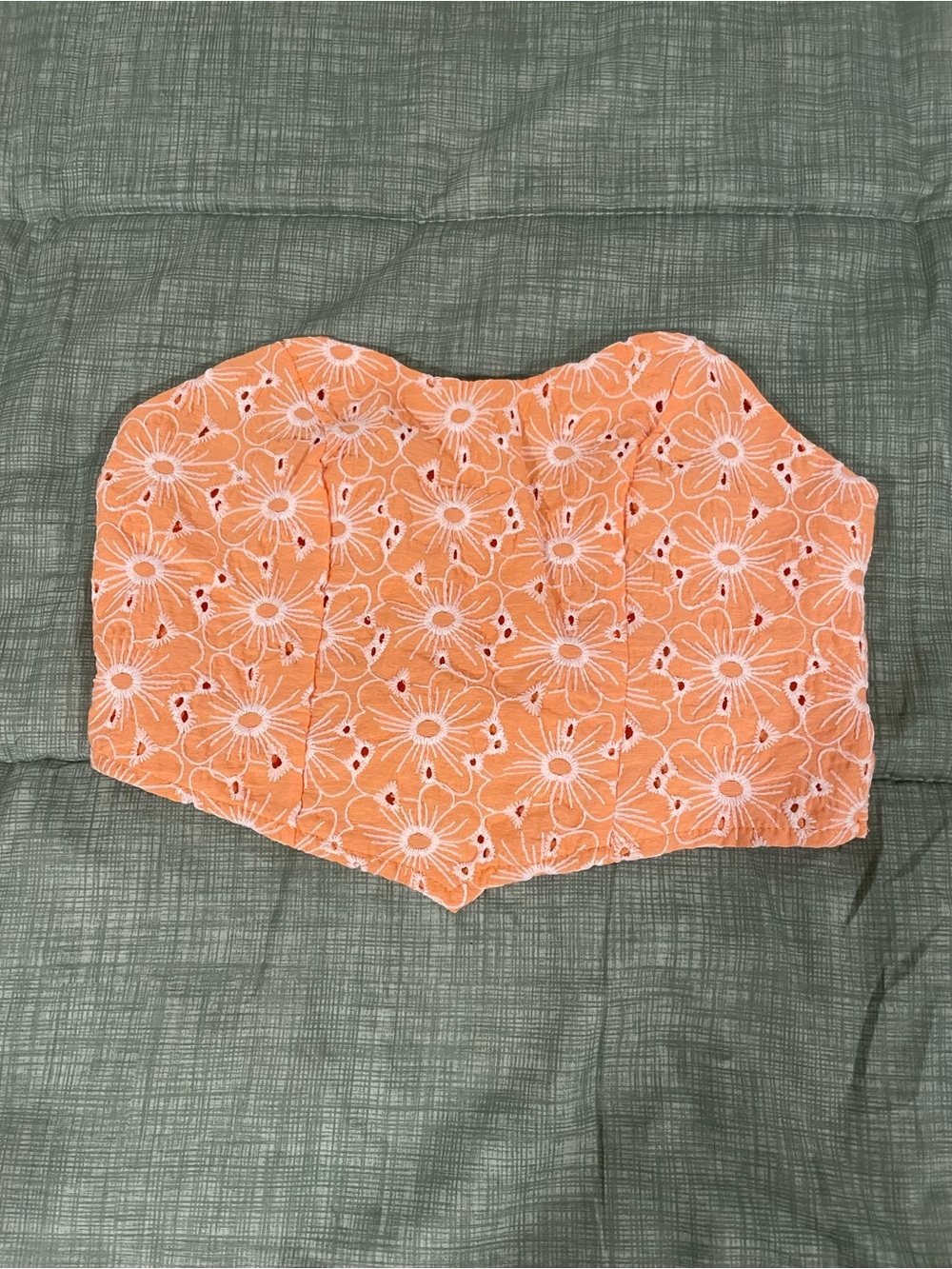 Floral Eyelet Bandeau Top in Orange
